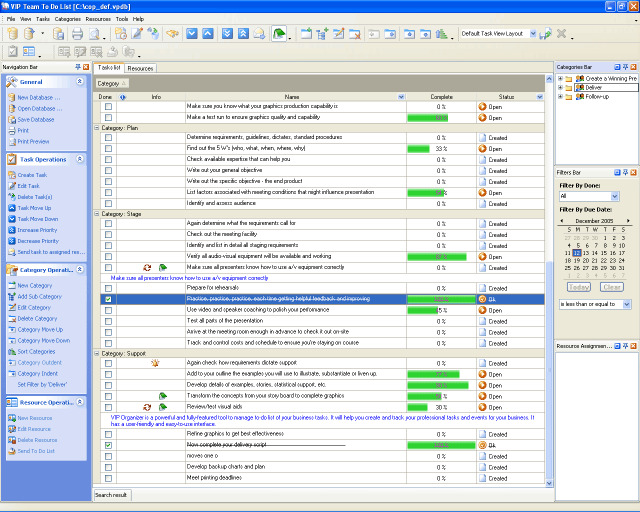 Personal information management pim software solution to do list